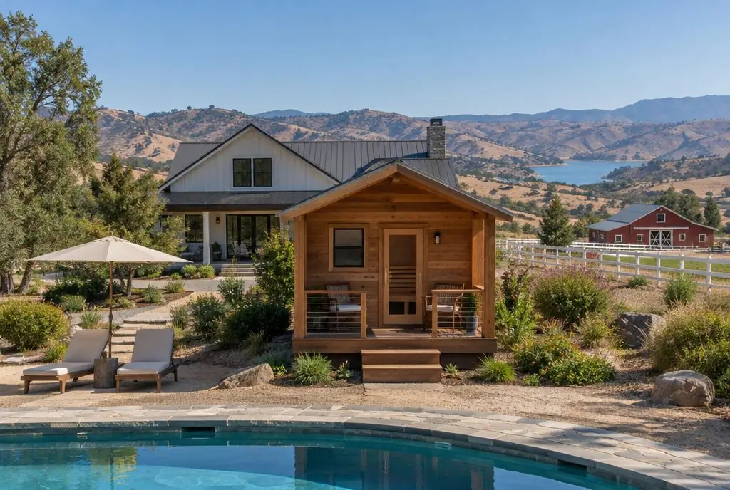 Illustration: a home sauna in a typical Castaic yard